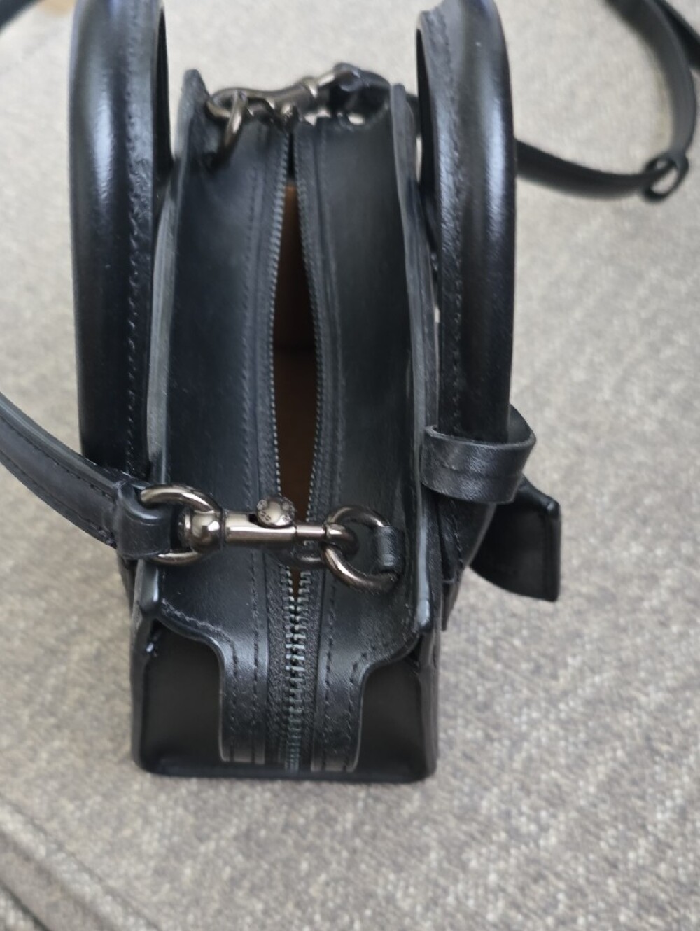 Coach Black Leather Mini Satchel with Top Handles - Picture 2 of 7